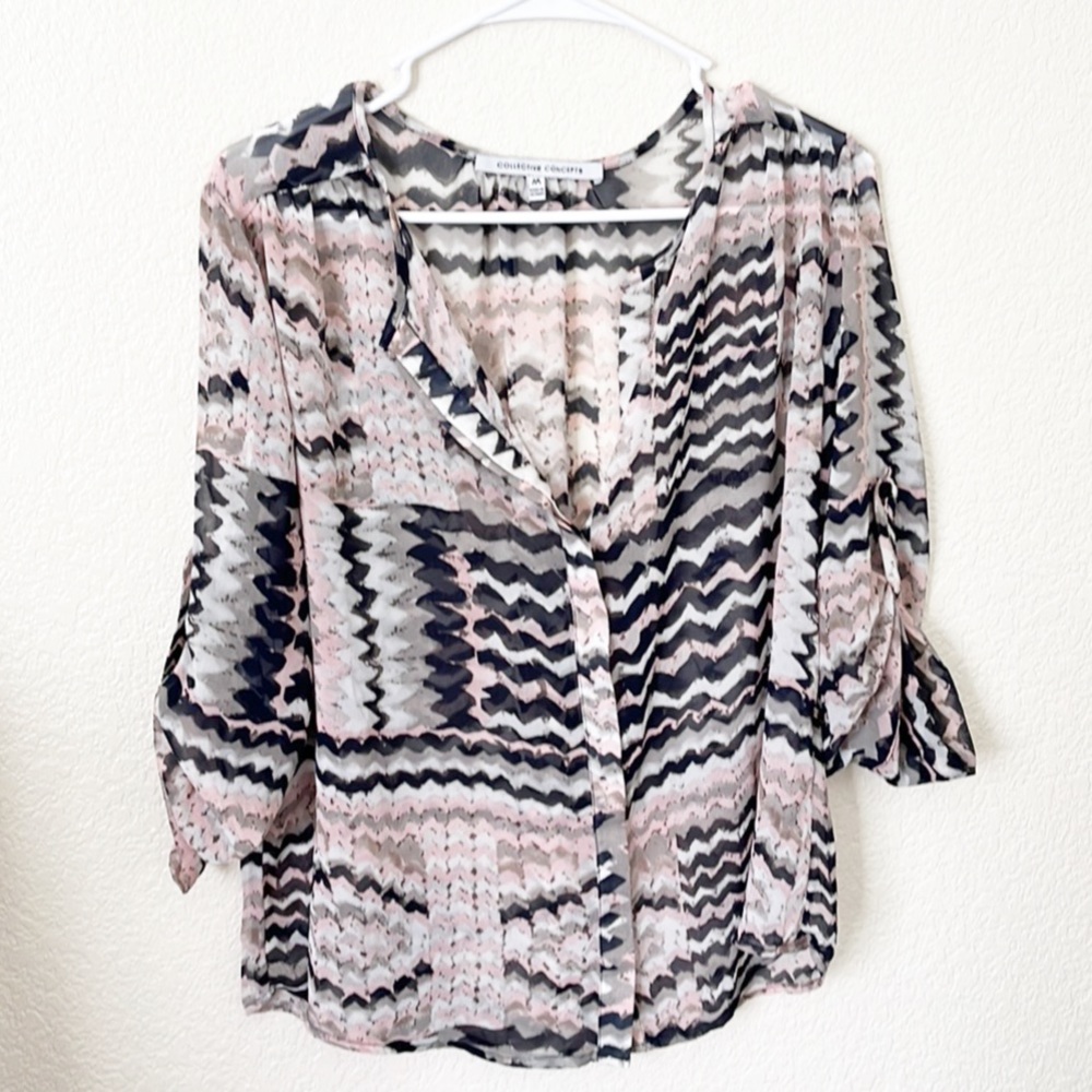 Collective Concepts Watercolor Chevron Blouse
